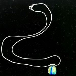 3 for$25- Rainbow Glass & Silver Pendant & Chain